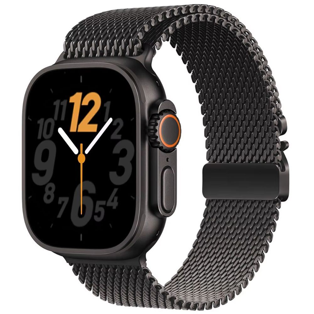 Correa de Acero Milanese Loop Malla Buckle Para Apple Watch Negro